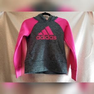 Adidas Climawarm Girls' Pink & Gray Hoodie - Size 7/8